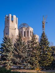View Of The Building Under Construction Of The Russian Orthodox Church Of The Kiev Patriarchate,...