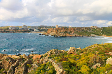 Fototapeta na wymiar Goldan Bay in spring, Malta