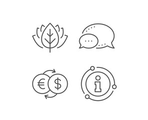 Money exchange line icon. Chat bubble, info sign elements. Banking currency sign. Euro and Dollar Cash transfer symbol. Linear money exchange outline icon. Information bubble. Vector