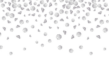 Falling diamond background vector gem on white. Jewelry luxury pattern backdrop isolated crystal stone