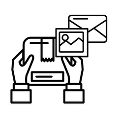 hands lifting box packing postal service