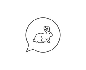 Animal tested line icon. Chat bubble design. Bio cosmetics sign. Fair trade symbol. Outline concept. Thin line animal tested icon. Vector
