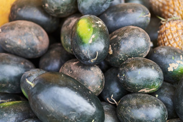 Watermelon on the shelf ready to sell.
