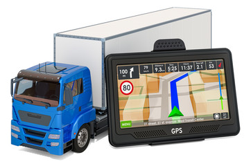 GPS navigation with truck, 3D rendering