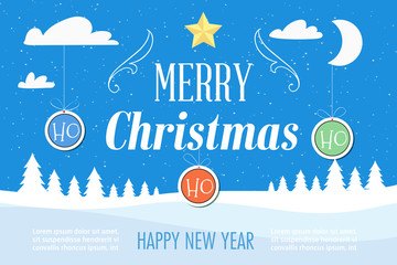 Merry Christmas With Hanging Funny Baubles 