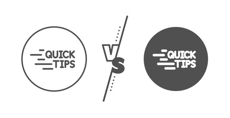 Helpful tricks sign. Versus concept. Quick tips line icon. Tutorials symbol. Line vs classic education icon. Vector