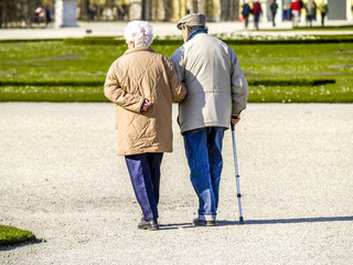 Altes Paar mit Stock