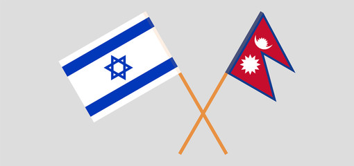 Crossed flags of Nepal and Israel