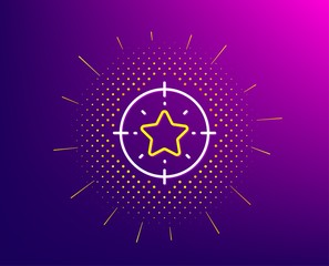 Star target line icon. Halftone pattern. Star rating sign. Best rank symbol. Gradient background. Star target line icon. Yellow halftone pattern. Vector