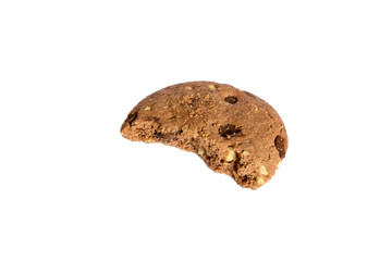 Cookies. Lots of delicious freshly baked crunchy homemade chocolate chip cookies isolated on white with copy space.