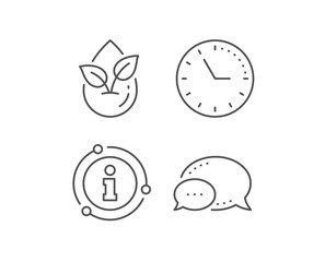 Organic product line icon. Chat bubble, info sign elements. No artificial colors sign. Natural flavors symbol. Linear organic product outline icon. Information bubble. Vector