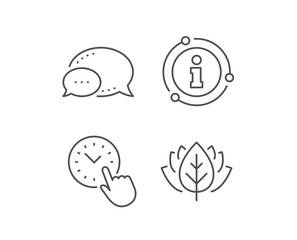 Time management line icon. Chat bubble, info sign elements. Clock sign. Watch symbol. Linear time management outline icon. Information bubble. Vector