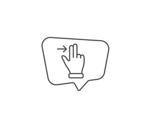 Obraz premium Touchscreen gesture line icon. Chat bubble design. Slide right arrow sign. Swipe action symbol. Outline concept. Thin line touchscreen gesture icon. Vector