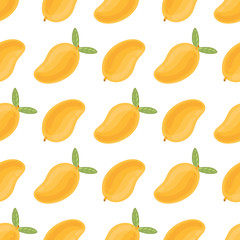 Seamess pattern with tropical mango fruit. Сreative print for apparel, textile, packaging, wrapping paper etc.