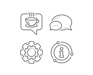 Hot coffee line icon. Chat bubble, info sign elements. Tea drink sign. Cafe symbol. Linear coffee outline icon. Information bubble. Vector