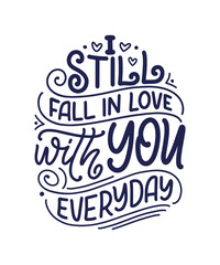 Card with slogan about love in beautiful style. Vector abstract lettering composition. Trendy graphic design for print. Motivation poster. Calligraphy text for Valentine's Day.
