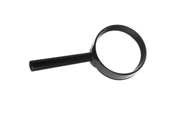 Black plastic magnifier Isolated on a white background.