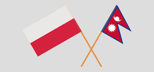 Obraz premium Crossed flags of Nepal and Poland