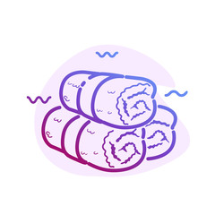 Three rolled hot towels color line icon with flat spot for round highlights stories. Spa, wellness element for design. Bathroom Vector pictogram of sauna, resort. Salon Massage template