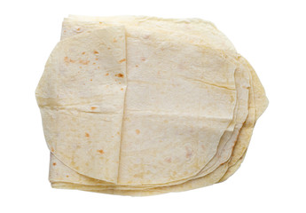 Thin pita bread on a white background. Armenian pita bread close-up.