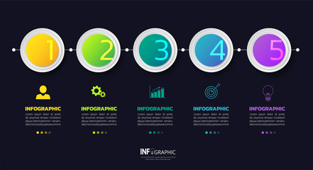 Timeline infographics with Circular shape,can be used for workflow layout, diagram, website, corporate report, advertising, marketing. presentation slide template. vector illustration.