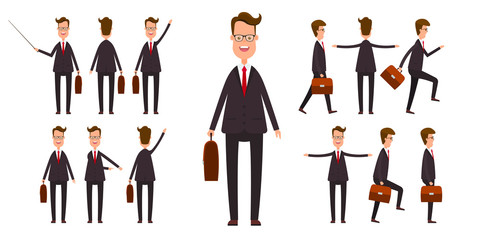 Fototapeta na wymiar Set of businessmans in different positions vector illustration in flat design