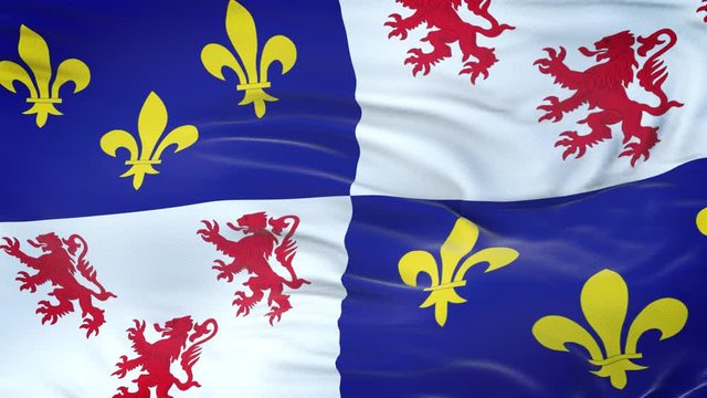 Picardie (Region of France) flag waving in the wind with highly detailed fabric texture. Seamless loop