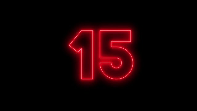 Neon shiny countdown seconds 20 to 0.