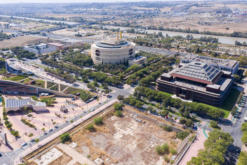 aerial view at Sevilla World Trade Center and Round building