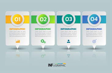 Infographics design template, 3D Business concept with 4 steps or options, can be used for workflow layout, diagram, annual report, web design.Creative banner, label vector.