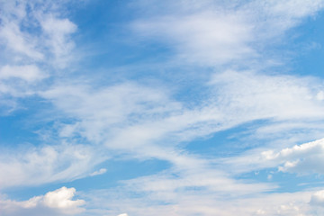 White clouds in the blue sky. Background. Texture