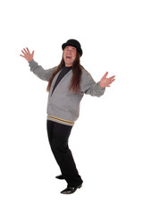 Proud middle age man standing with a black hat