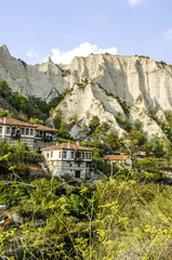 Fototapeta na wymiar Melnik, weisser Sandsteinfels, Bulgarien, Piringebirge