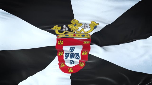 Ceuta (autonomous community in Spain) flag waving in the wind with highly detailed fabric texture. Seamless loop