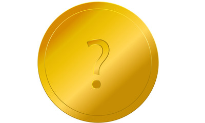 gold coin with question mark