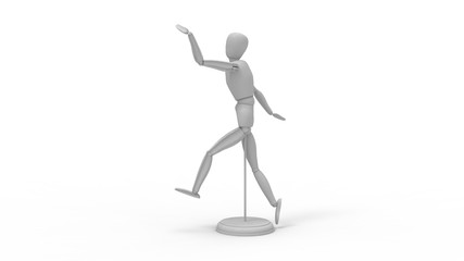 3d rendering of a walking mannequin dummy isolated in white background