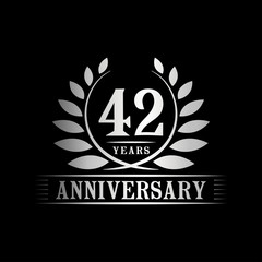 42 years logo design template. Anniversary vector and illustration template.
