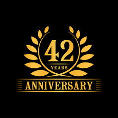 Fototapeta premium 42 years logo design template. Anniversary vector and illustration template.