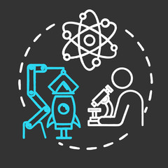 Science museum chalk concept icon. Biotechnology and chemistry. Educational scientific exposition. Innovation and invention. Laboratory research idea. Vector isolated chalkboard illustration