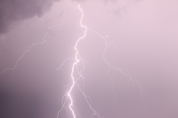 thundercloud and lightning in the night sky