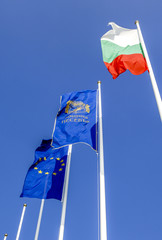 EU, Beitritt Bulgarien, Bulgarische Flagge, EU-Flagge, Bulgarien