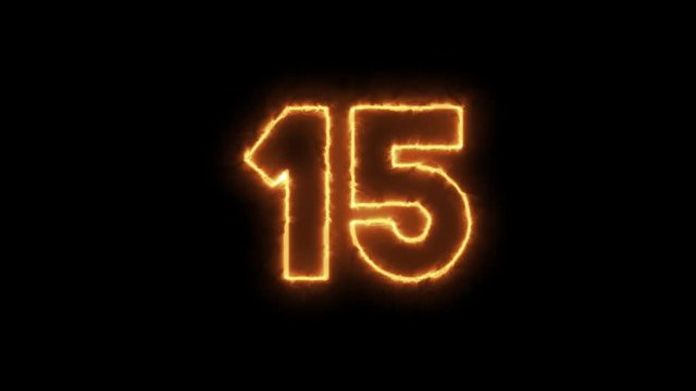 Fire style, smoky neon countdown seconds 20 to 0. 