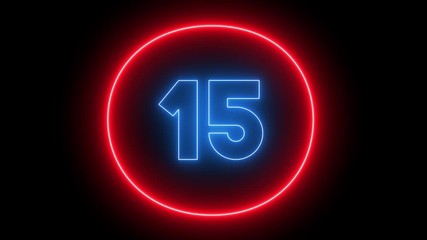 Neon shiny countdown seconds 20 to 0.