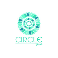 Collection of circle objects that form a flower logo vector.