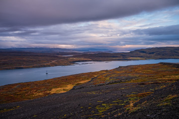 Bay in Vestfjardavegur, road 60. Westfjords, Iceland. September 2019