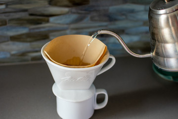 making pour over coffee