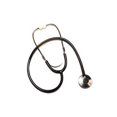 Black stethoscope isolated on white background. Healthcare