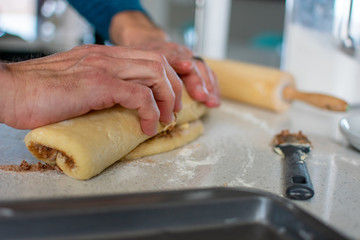 rolling cinnamon roll dough