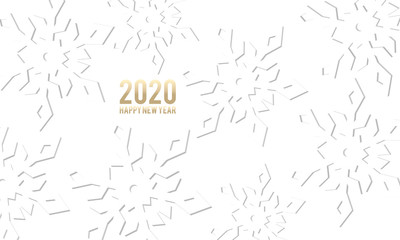 White winter background with volumetric snowflakes. Christmas baskground.