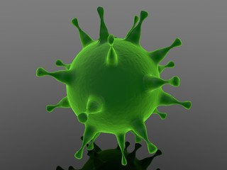 Green virus on a black background